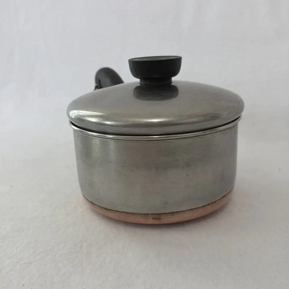 Revere Ware Vintage 1 Quart Saucepan Pot Copper Bottom with Lid Handle Damage
